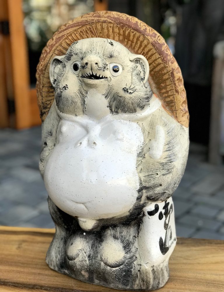 Japanese Tanuki statues, Shigaraki Ceramics, Japan, mid 20th century
