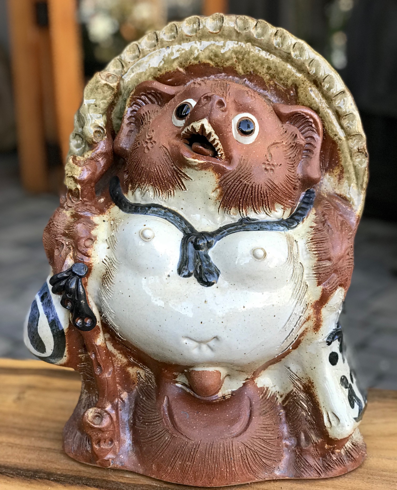 Japanese Tanuki statues, Shigaraki Ceramics, Japan, mid 20th century