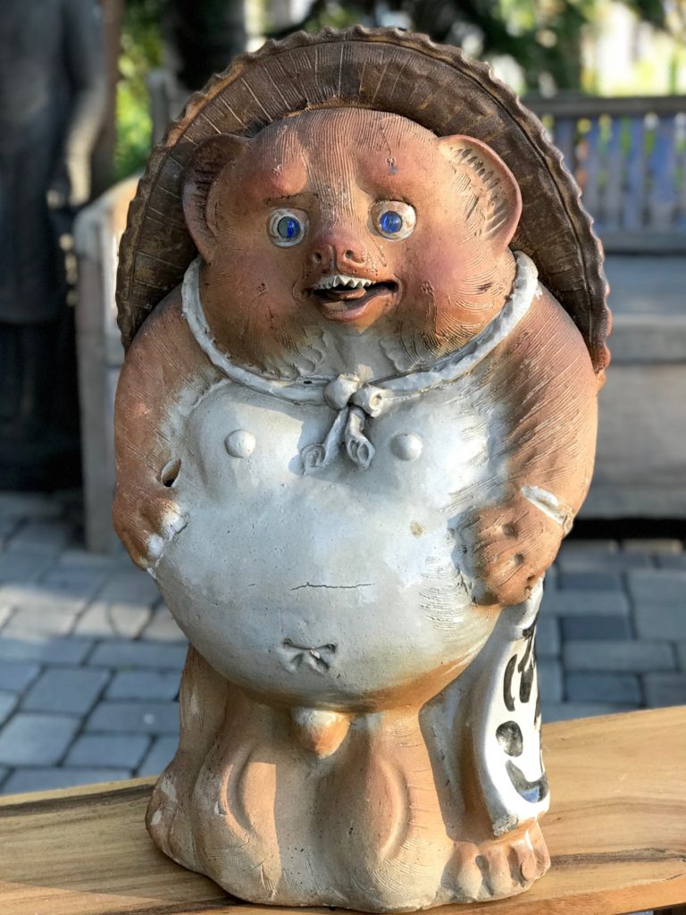 Japanese Tanuki statues, Shigaraki Ceramics, Japan, mid 20th century