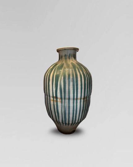 Vintage Japanese Striped Ceramic Vessel