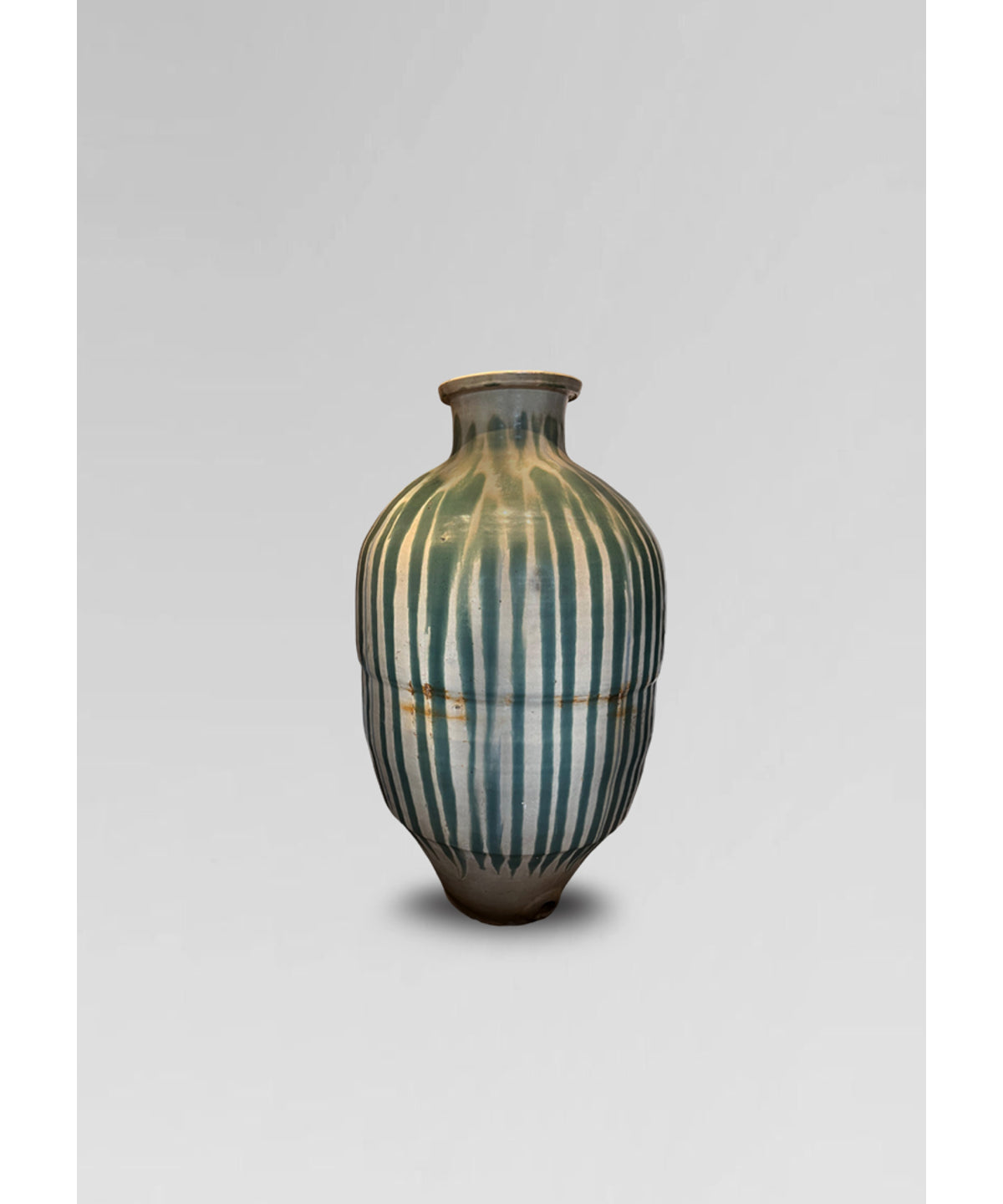 Vintage Japanese Striped Ceramic Vessel
