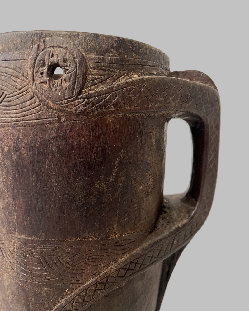Antique wood milk yak jar