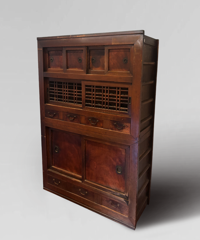 Antique two-section Japanese Mizuya Tansu