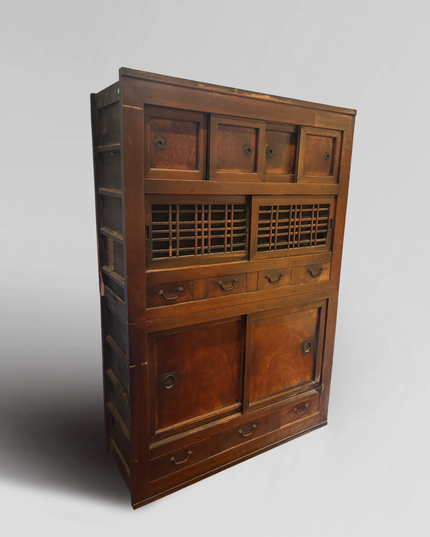 Antique two-section Japanese Mizuya Tansu