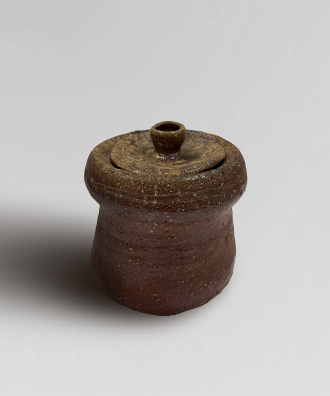 Japanese Glazed Ceramic Jar with Lid from Shigaraki 