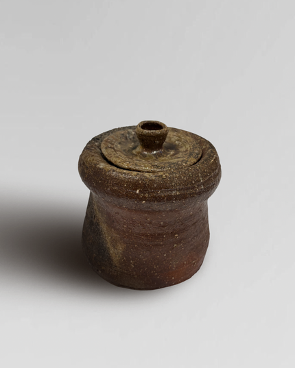 Japanese Glazed Ceramic Jar with Lid from Shigaraki 