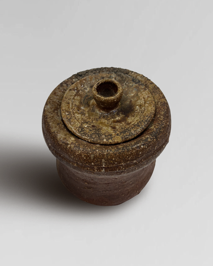 Japanese Glazed Ceramic Jar with Lid from Shigaraki 