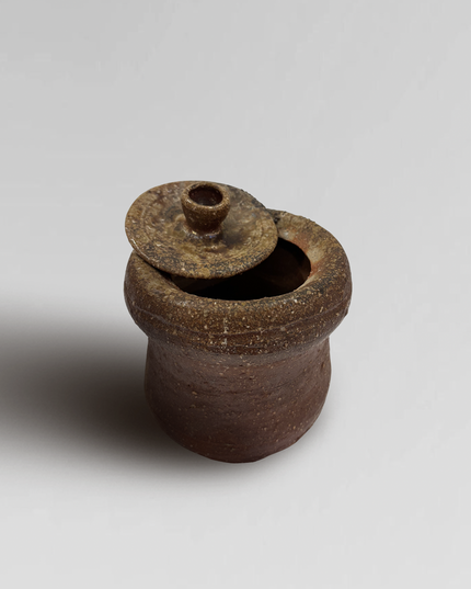 Japanese Glazed Ceramic Jar with Lid from Shigaraki 