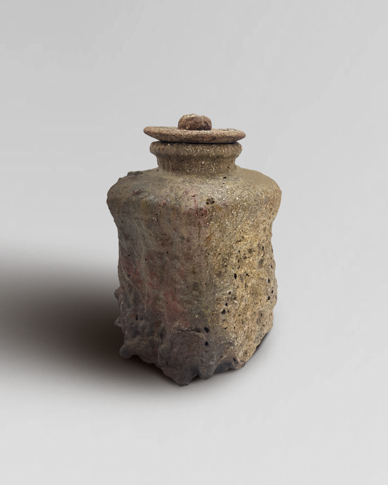 Japanese Wabi-Sabi Glazed Ceramic Jar