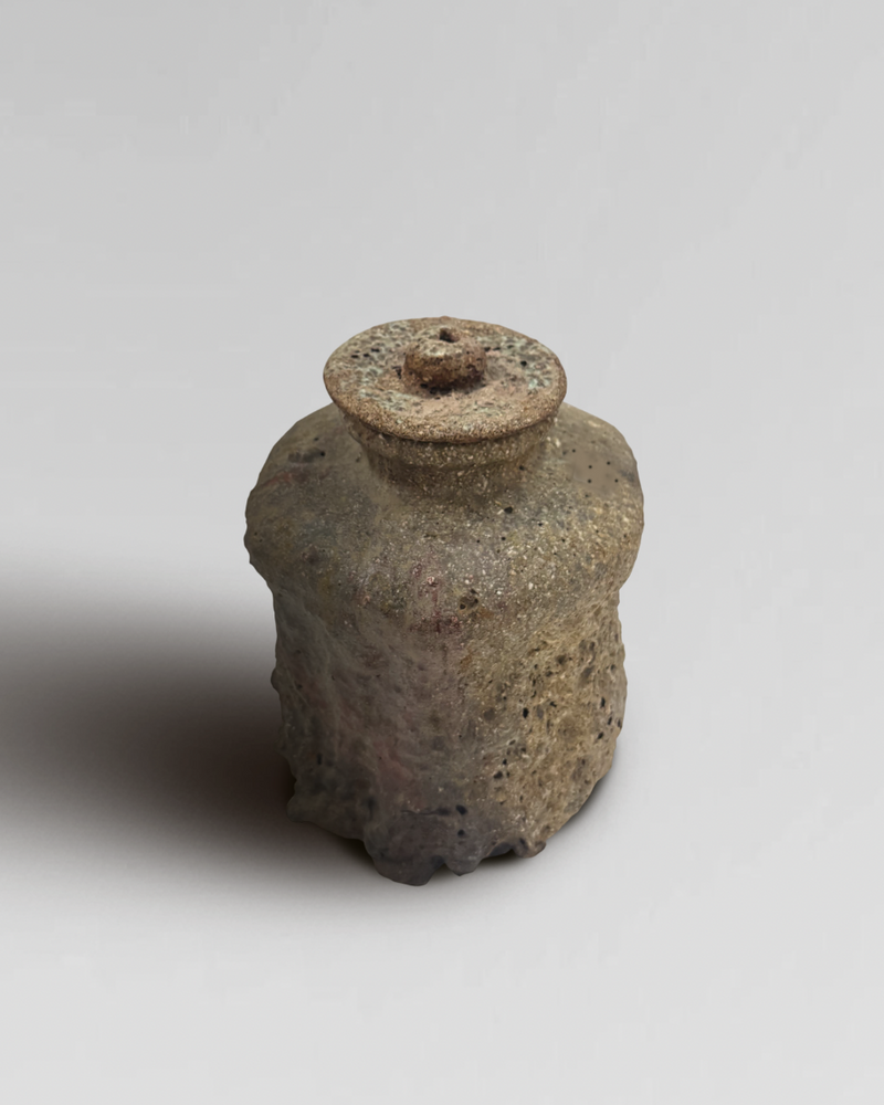 Japanese Wabi-Sabi Glazed Ceramic Jar