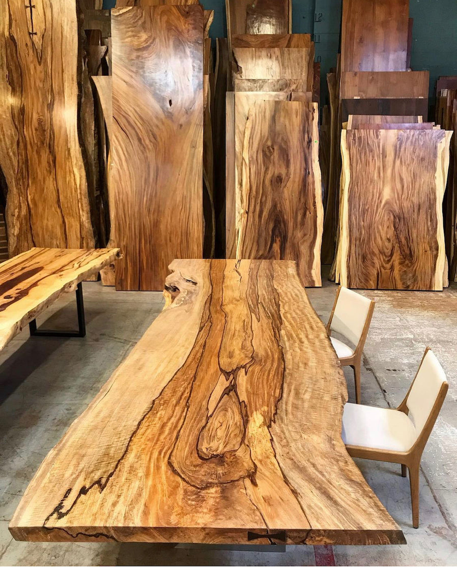 Mango dining table - live edges with marbled heart wood grain