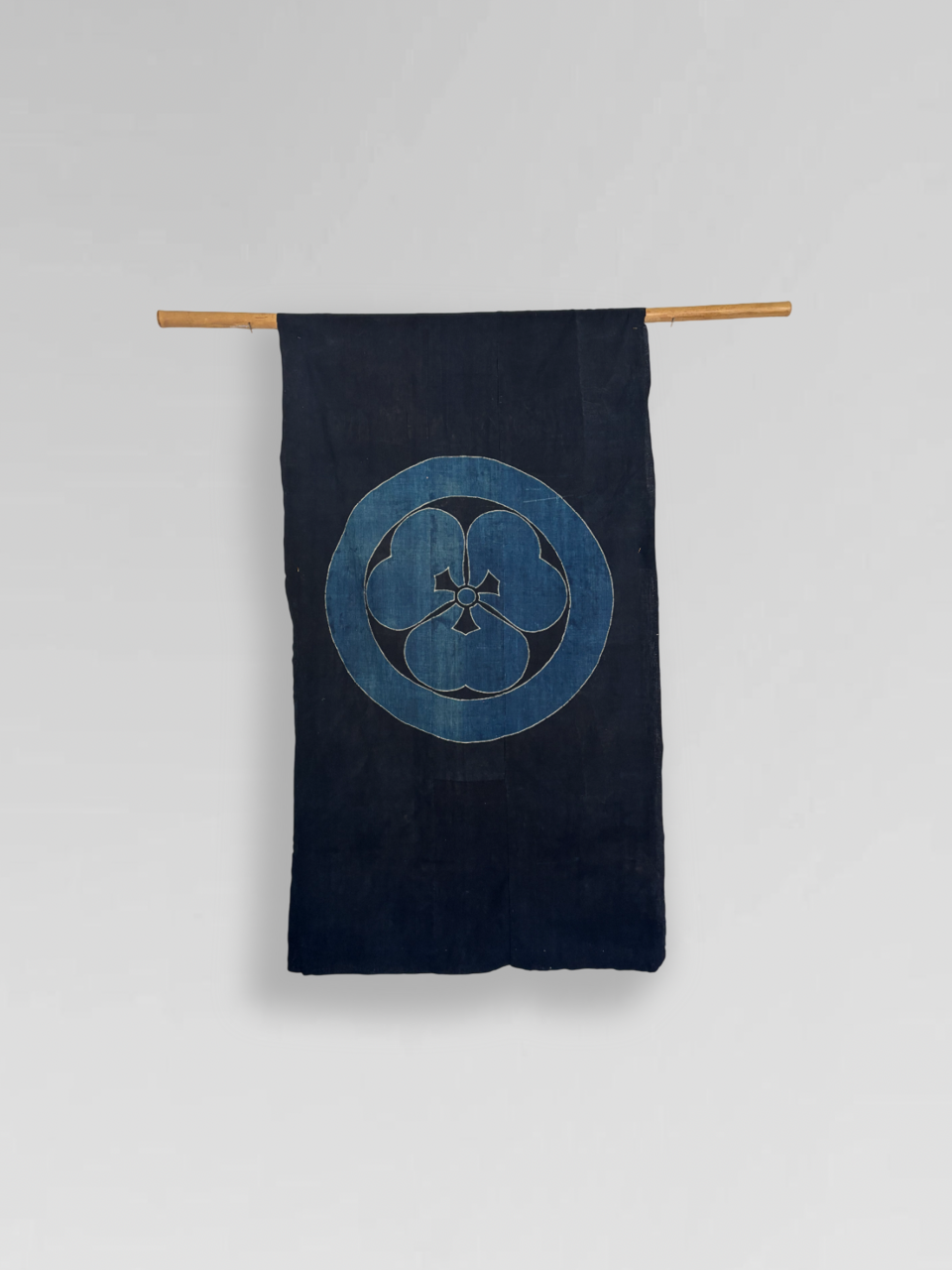 Vintage Japanese Indigo-dyed cotton fabric with family crest