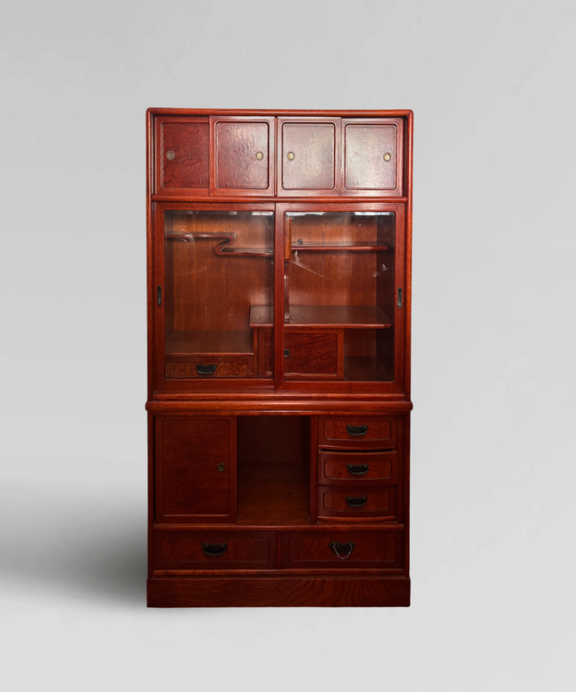 Antique two-section Japanese Cha Tansu for tea ceremony