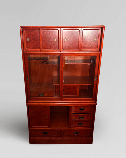 Antique two-section Japanese Cha Tansu for tea ceremony