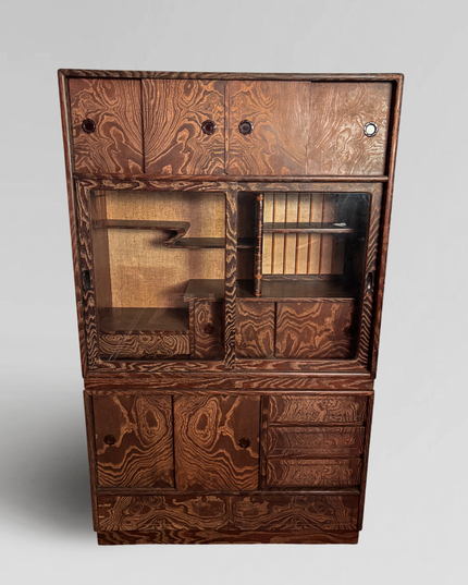 Vintage two-section Japanese Cha Tansu for tea ceremony