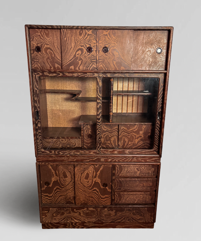 Vintage two-section Japanese Cha Tansu for tea ceremony