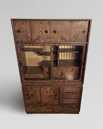 Vintage two-section Japanese Cha Tansu for tea ceremony