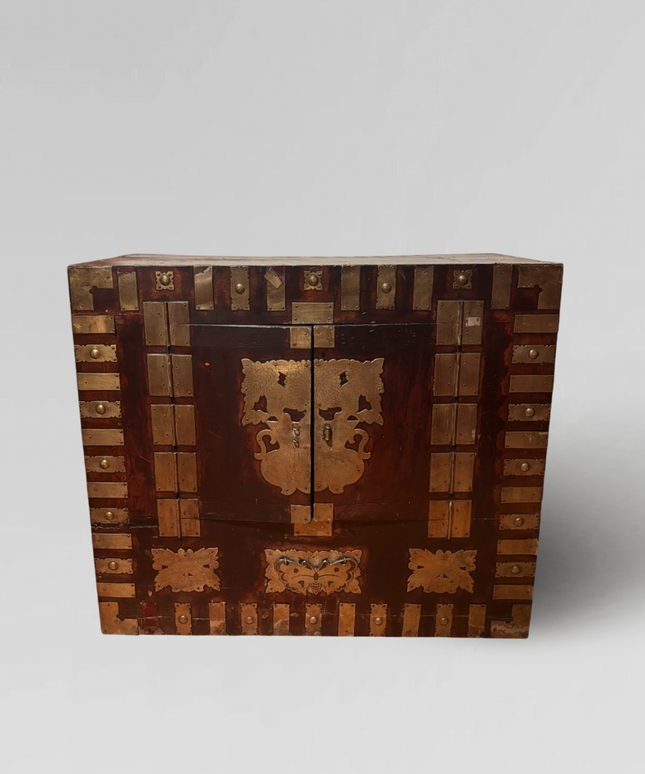 Antique Korean chest with ornate brass hardware ( found in Japan)
