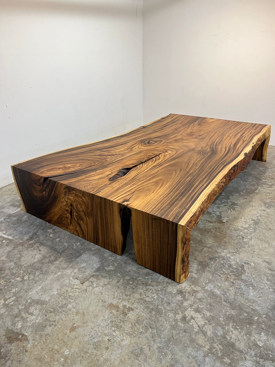 Live Edge Acacia wood waterfall coffee table