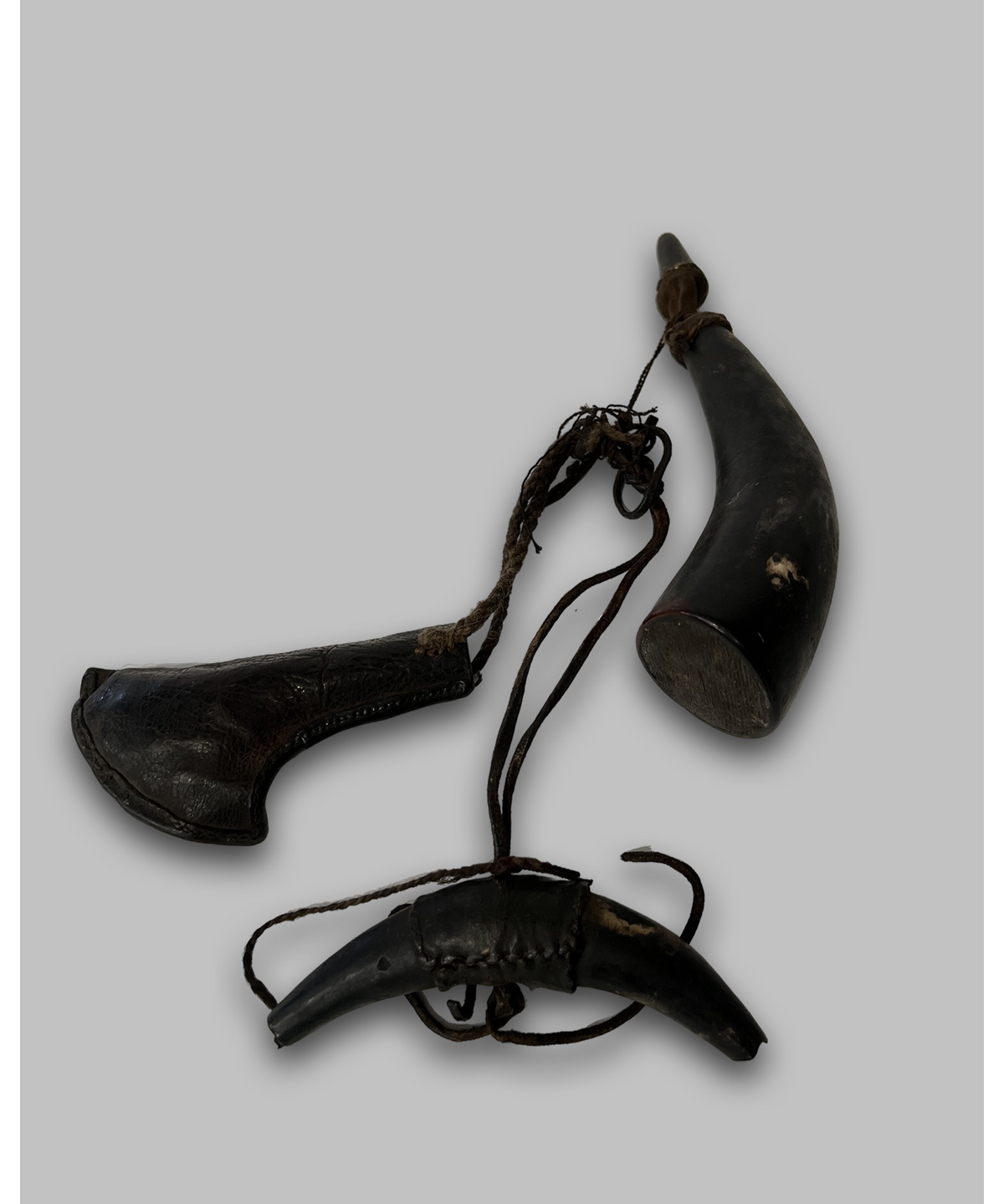 Antique bullet pouch and priming flask