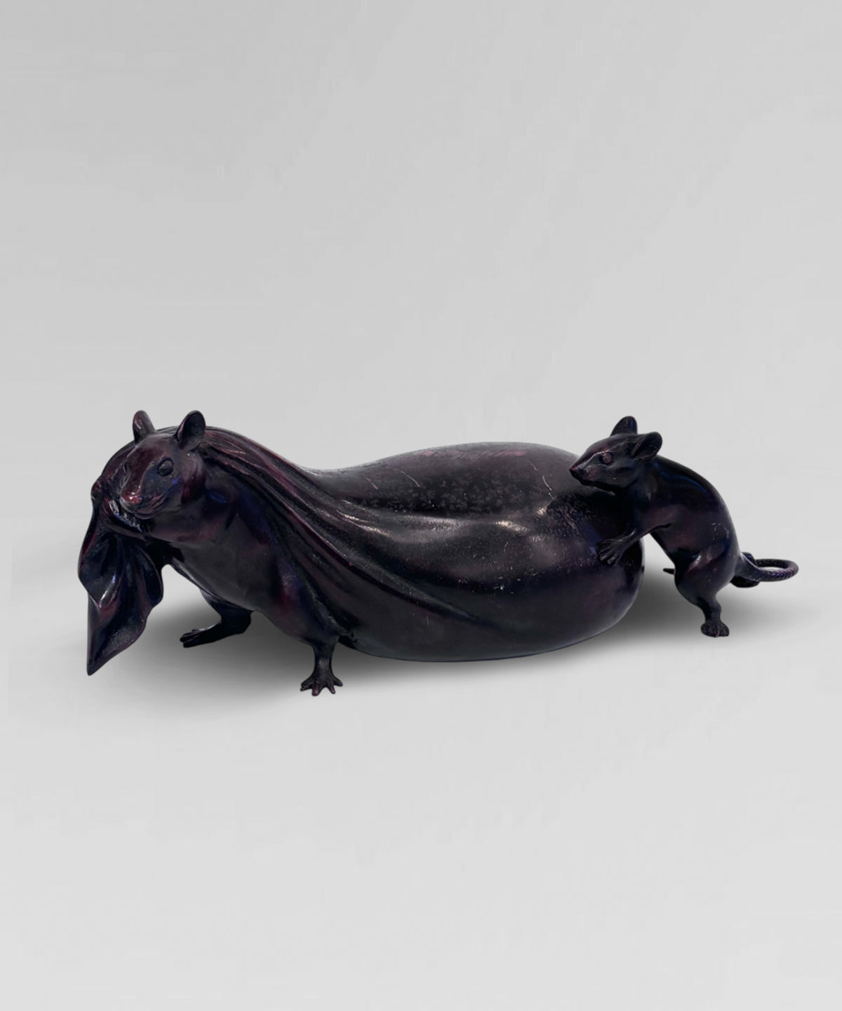 Meji period (late 1800's - early 1900's) Japanese bronze with brown patina representing two mice.