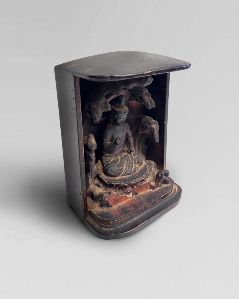 Carved wooden and laquer shrine