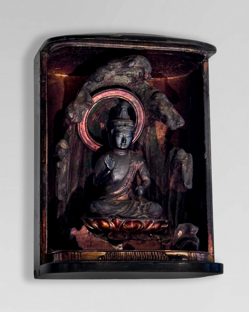 Carved wooden and laquer shrine