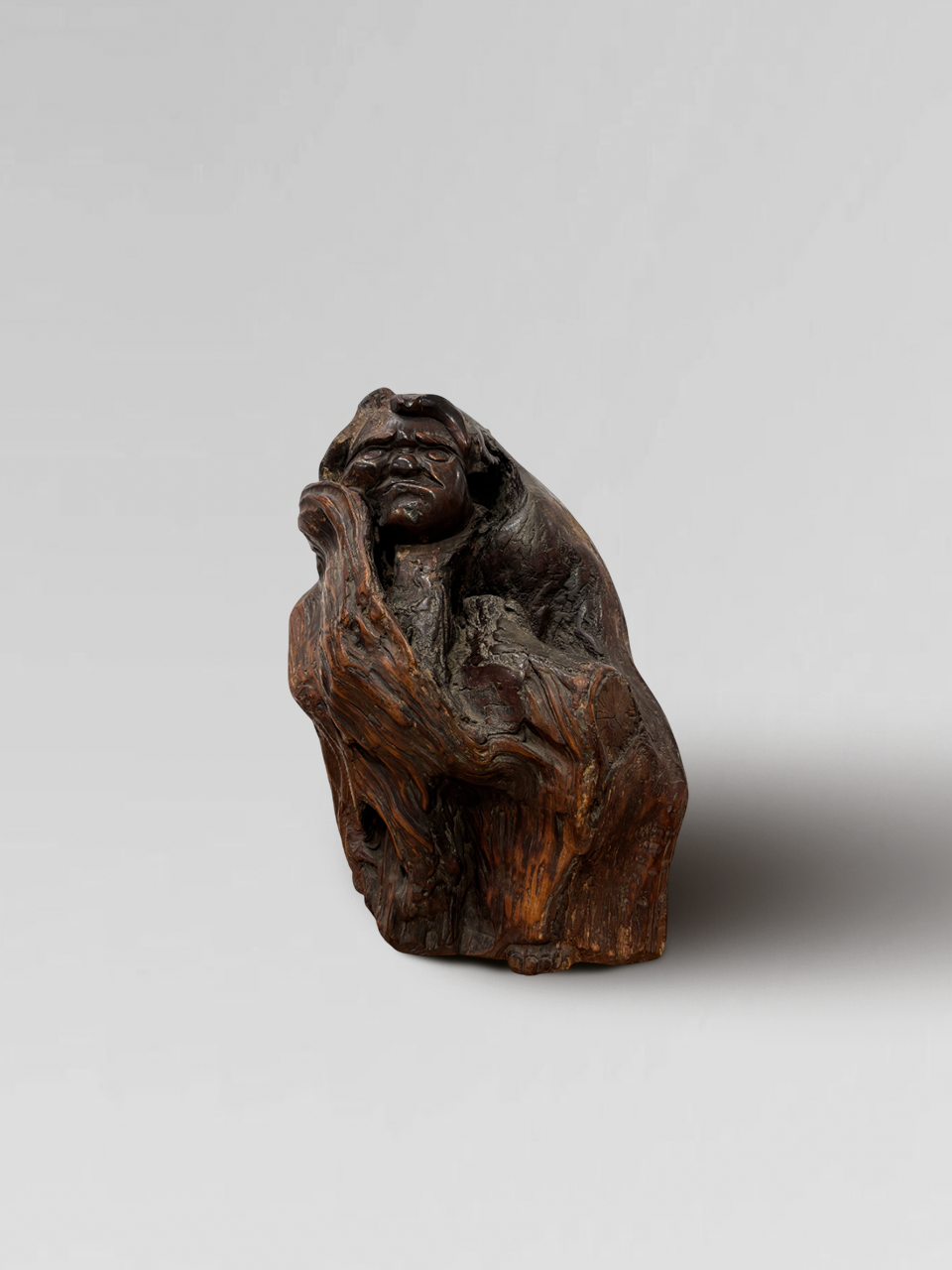 Antique Japanese carved wooden Daruma figure