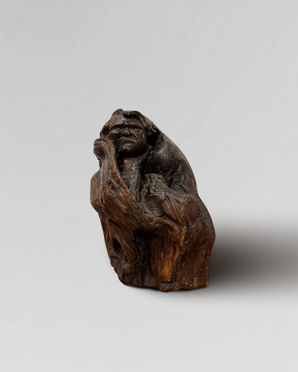 Antique Japanese carved wooden Daruma figure