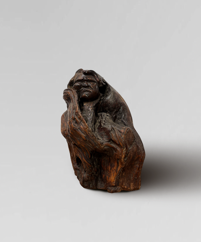 Antique Japanese carved wooden Daruma figure