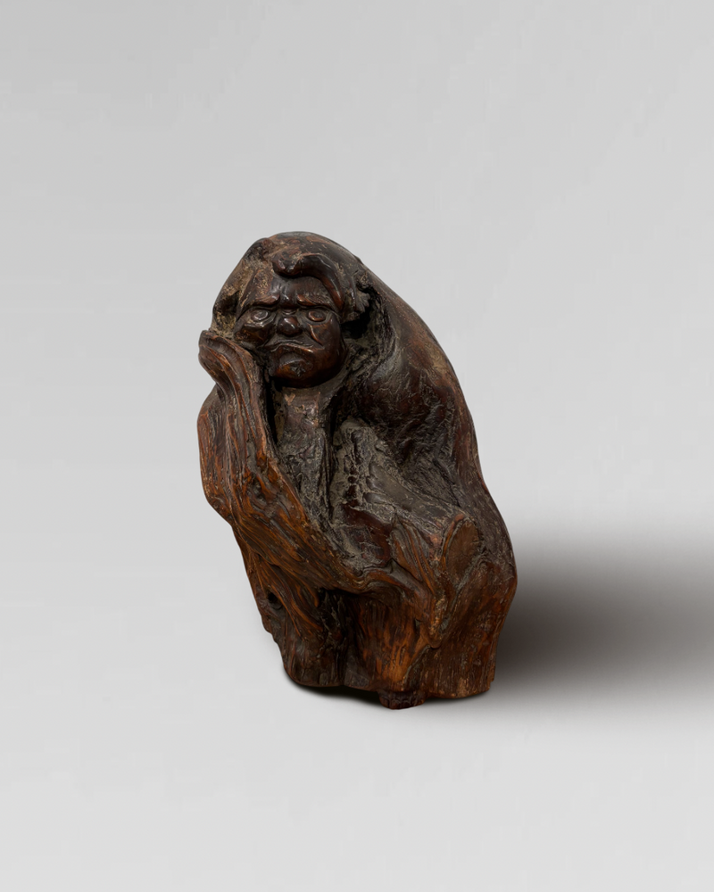 Antique Japanese carved wooden Daruma figure