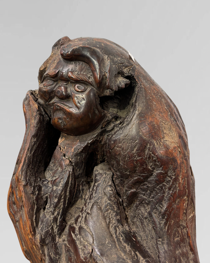 Antique Japanese carved wooden Daruma figure