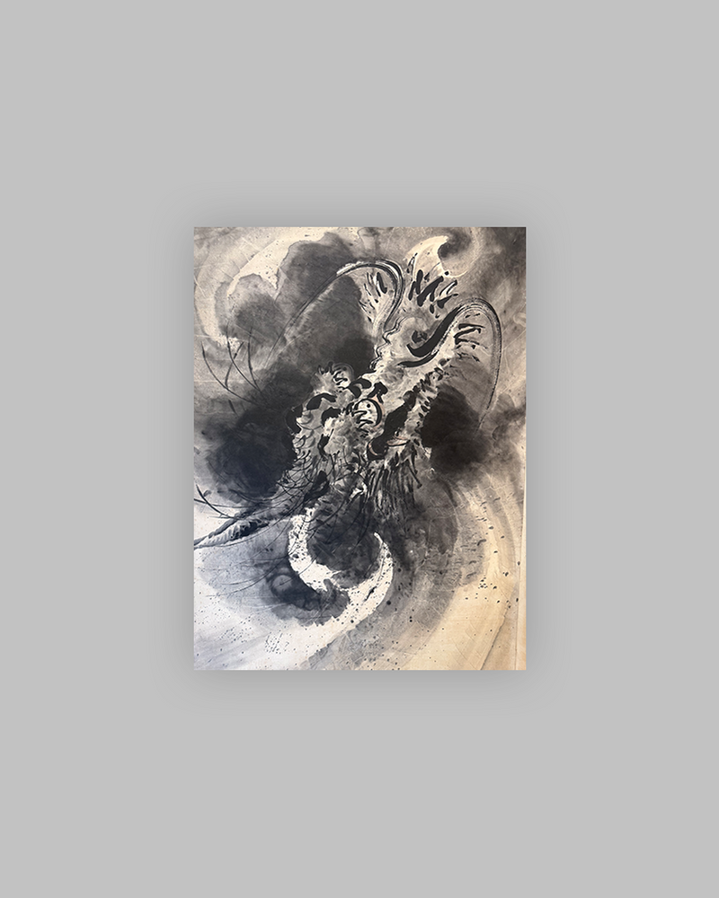 Dragon painting - Two panel Japanese Byobu