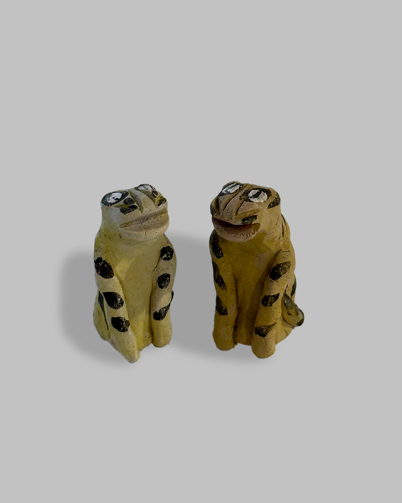 Whimsical folk art ceramic tigers from Japan