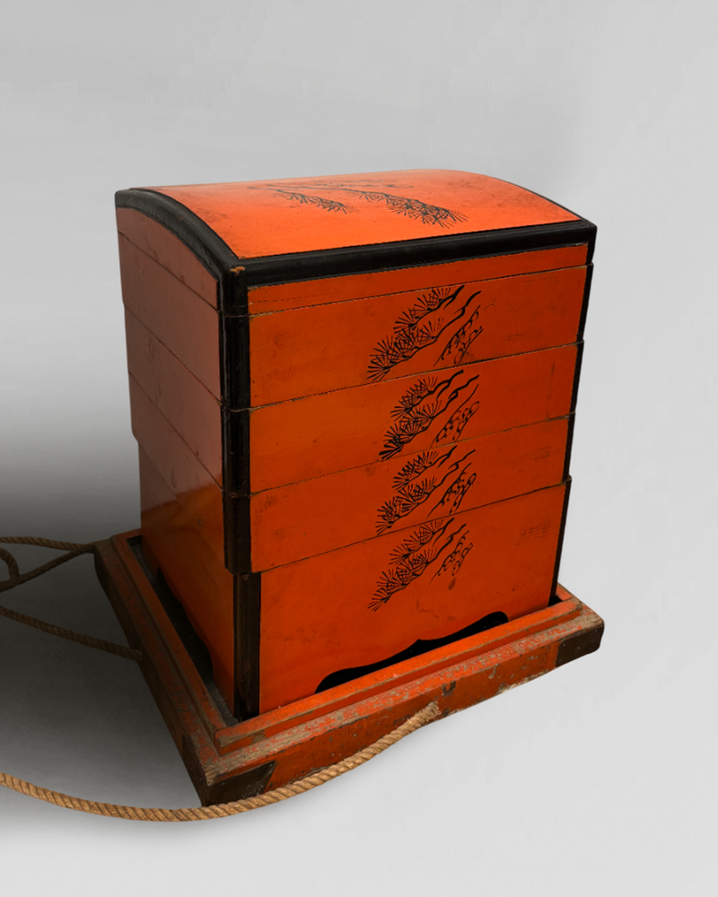 Antique Japanese lacquered stacking box