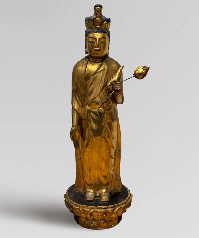 Japanese Gold Gilt Kannon figure- Mid 20th C