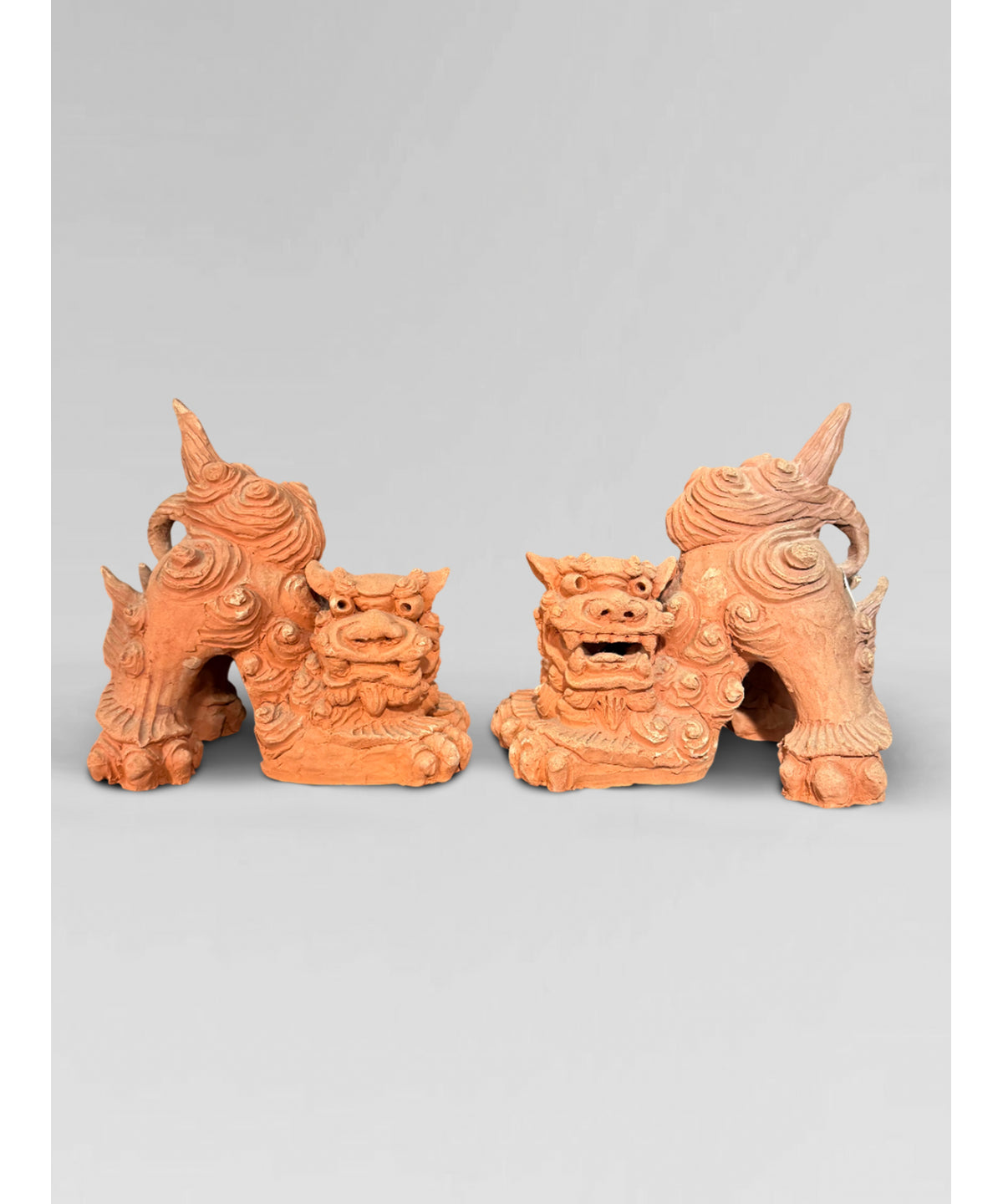 Terracotta shishi lions