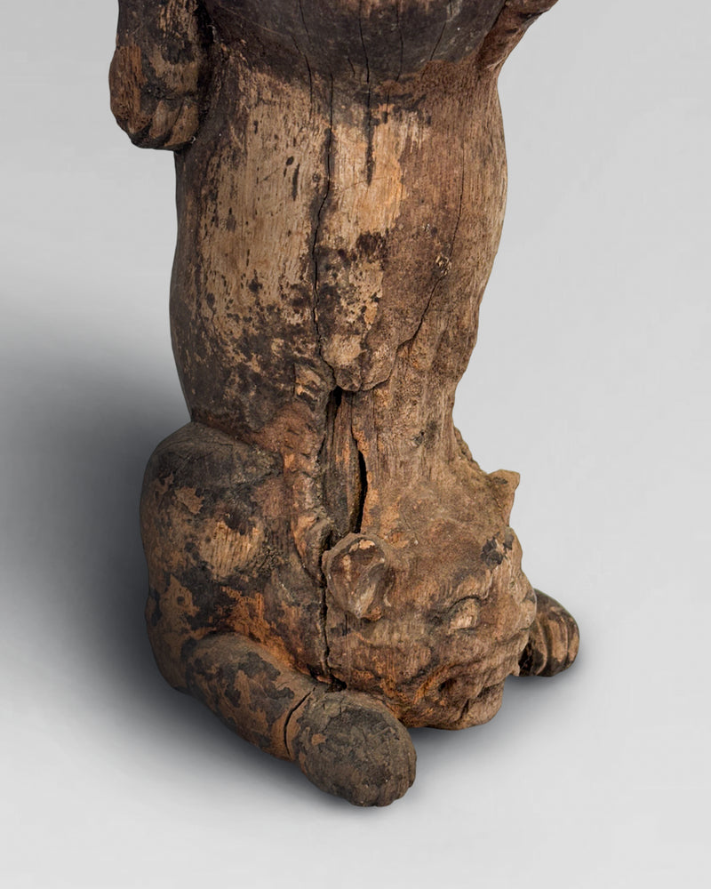 Balinese wooden lion carving