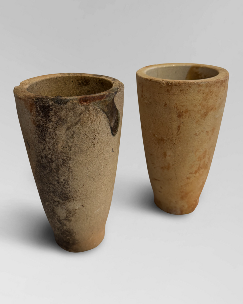 Pair of clay crucibles
