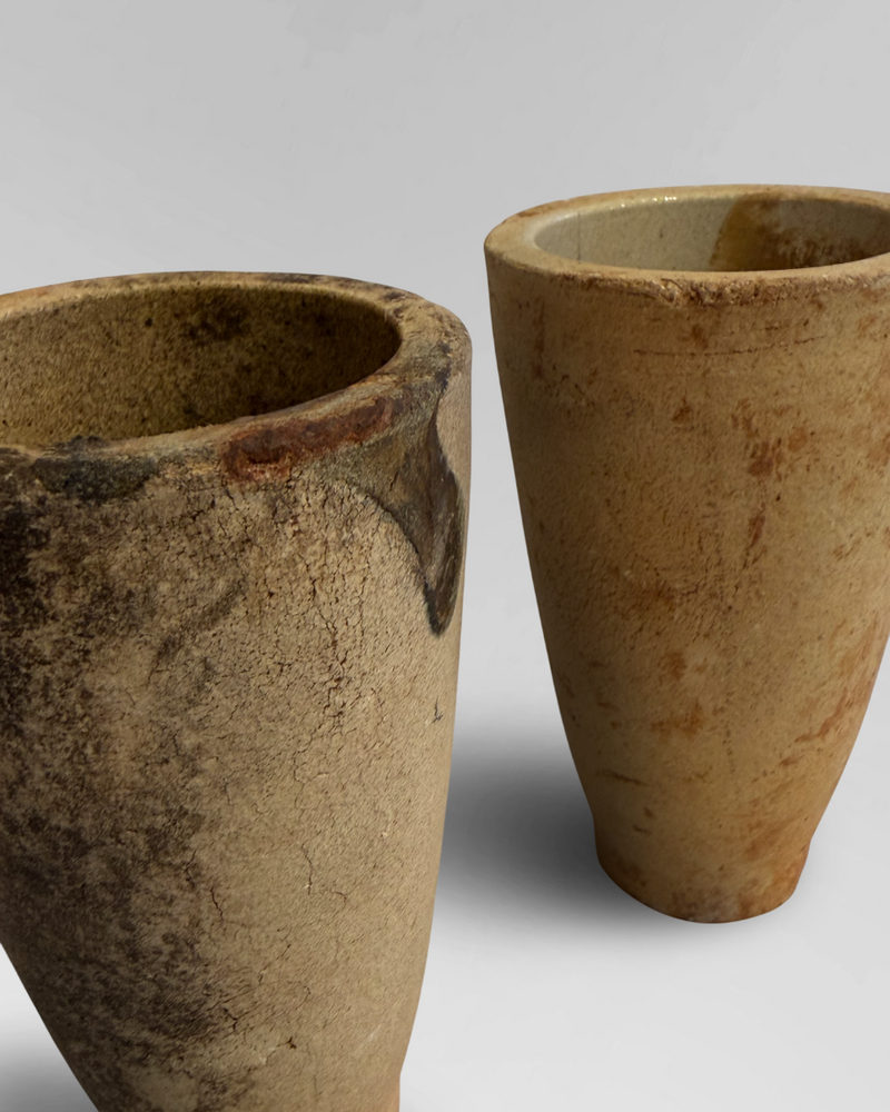 Pair of clay crucibles
