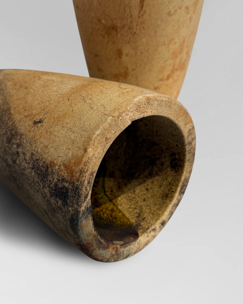 Pair of clay crucibles