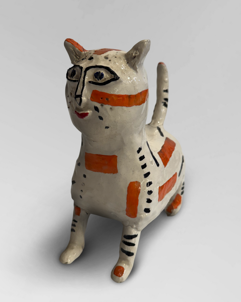 Folk art ceramic cat