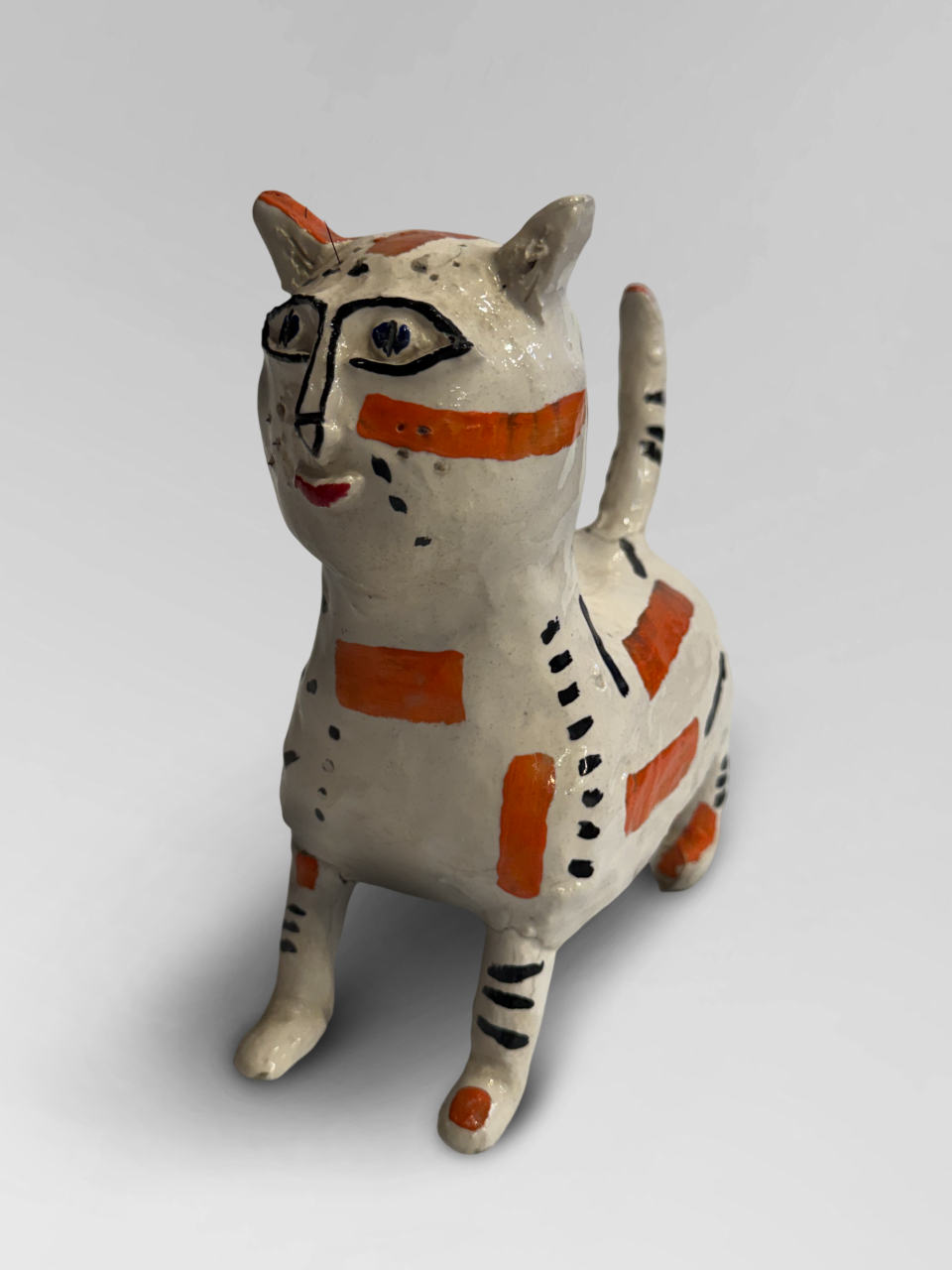 Folk art ceramic cat