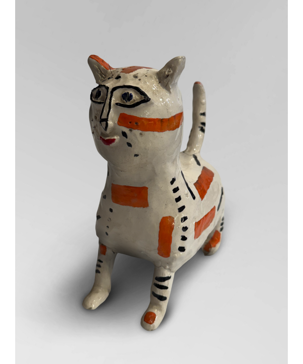 Folk art ceramic cat