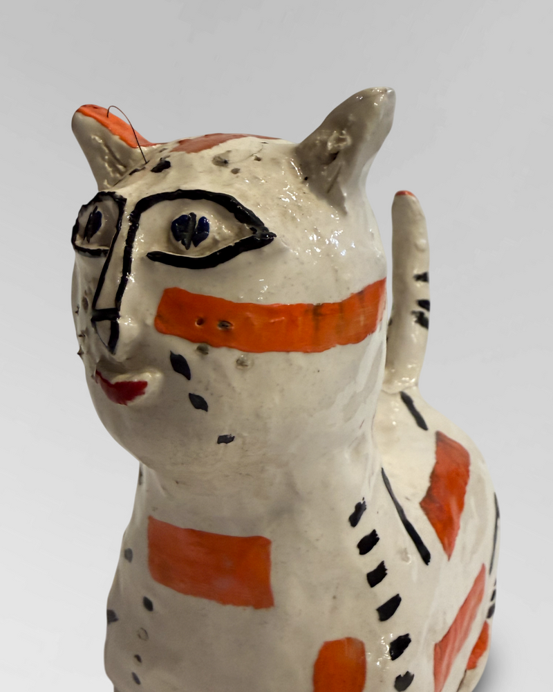 Folk art ceramic cat