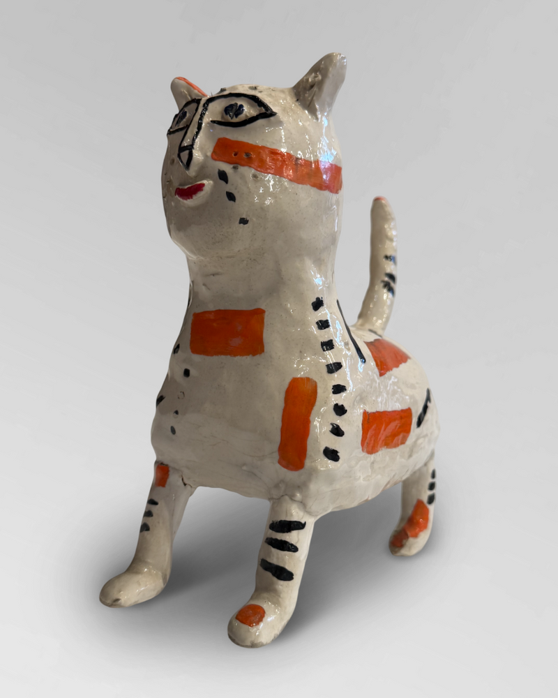 Folk art ceramic cat
