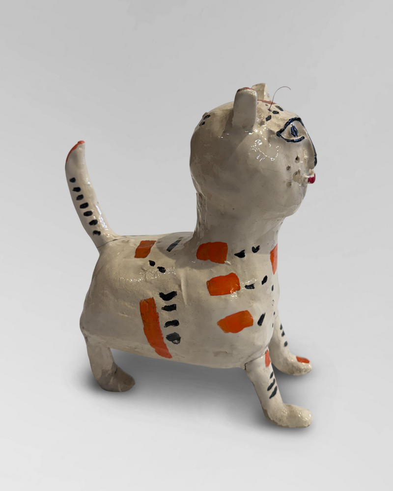 Folk art ceramic cat