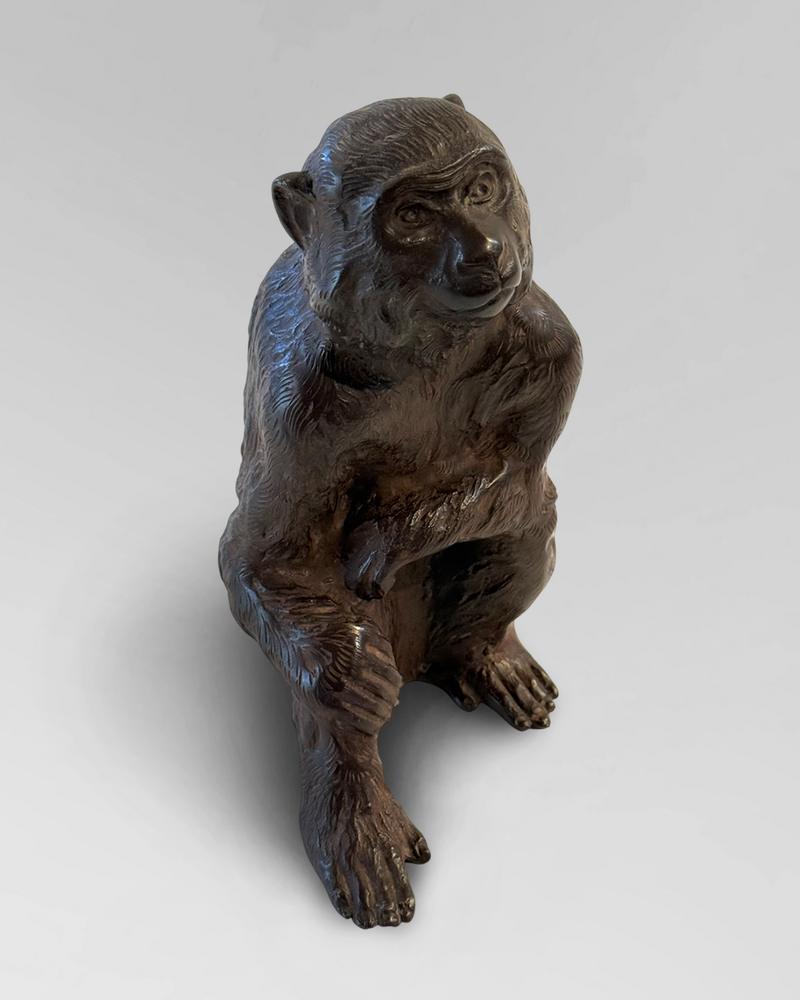 Japanese cast bronze monkey