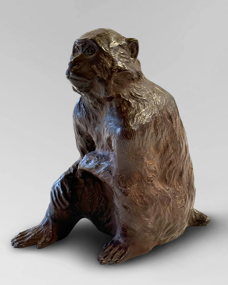 Japanese cast bronze monkey