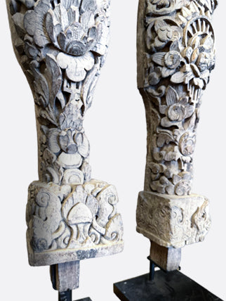 Balinese architectural wood carvings, early 1900’s, end caps from gamelan musical instrument